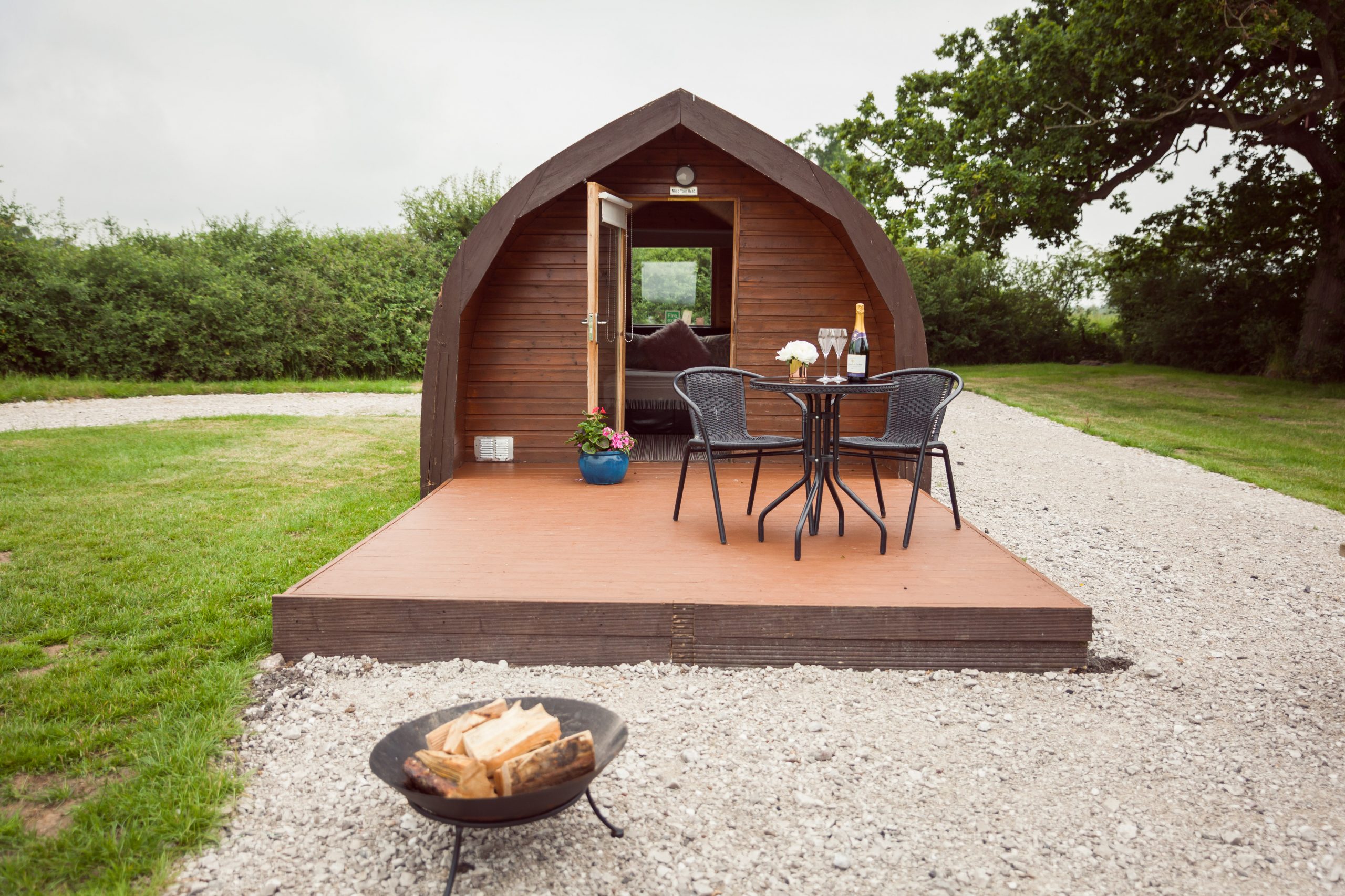 Pitch and Canvas | Glamping and Camping in Cheshire | Pod with table