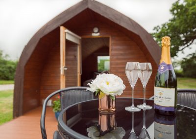 Pitch and Canvas | Glamping and Camping in Cheshire | Bottle of fizz and glasses