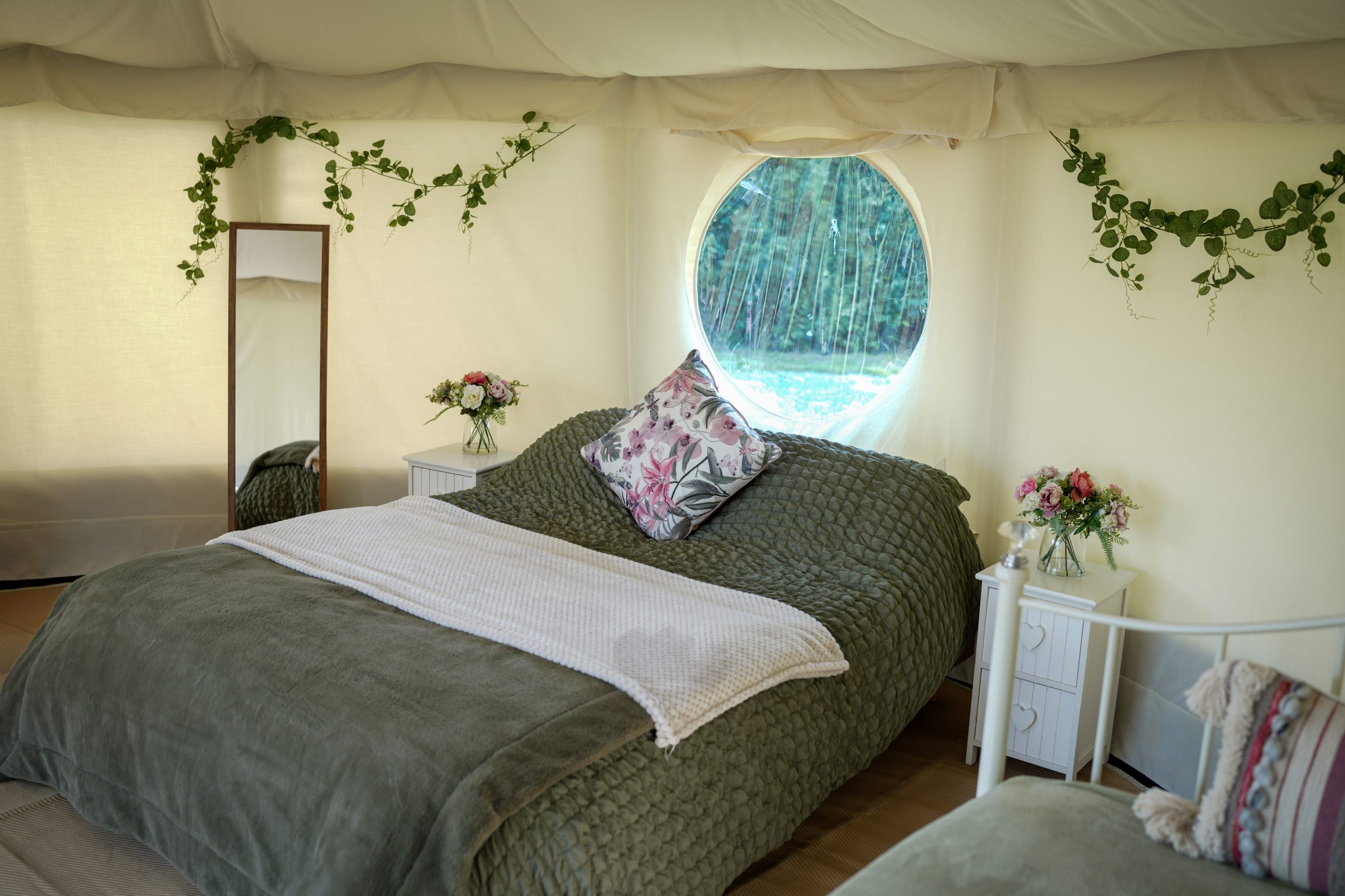 Pitch and Canvas | Glamping and Camping in Cheshire | Bed in Kopie tent